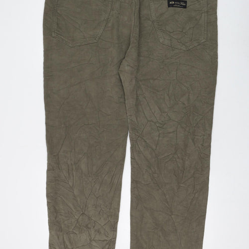 Marks and Spencer Mens Green Polyester Trousers Size 44 in L33 in Regular Zip