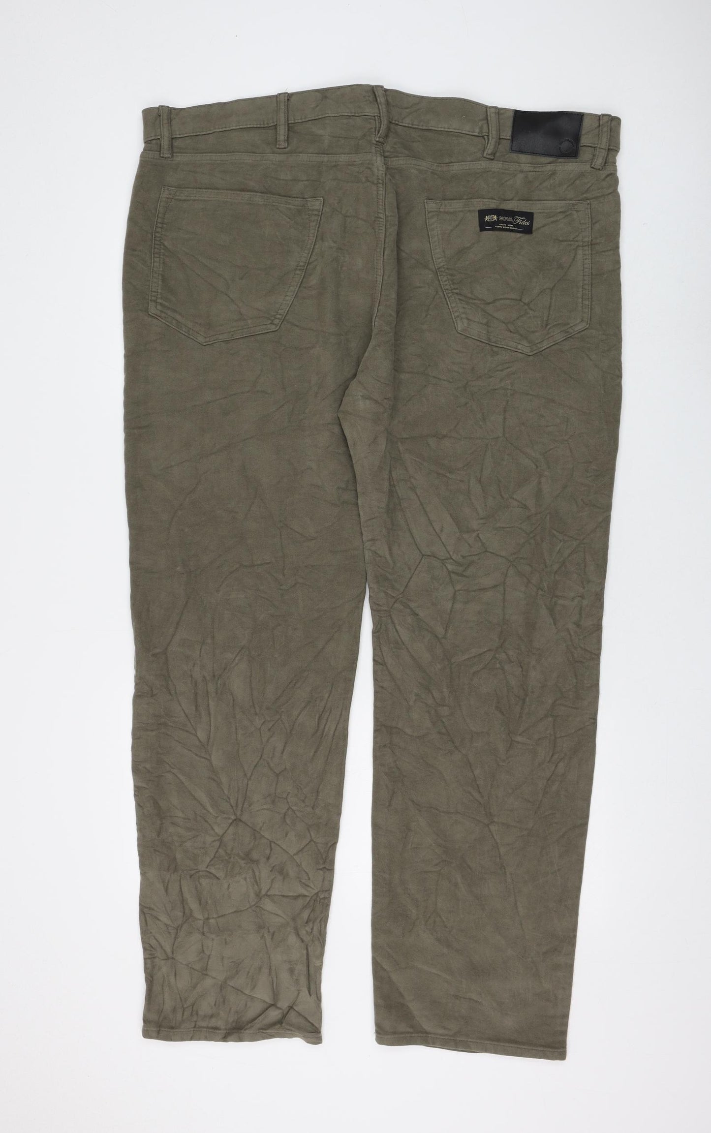 Marks and Spencer Mens Green Polyester Trousers Size 44 in L33 in Regular Zip