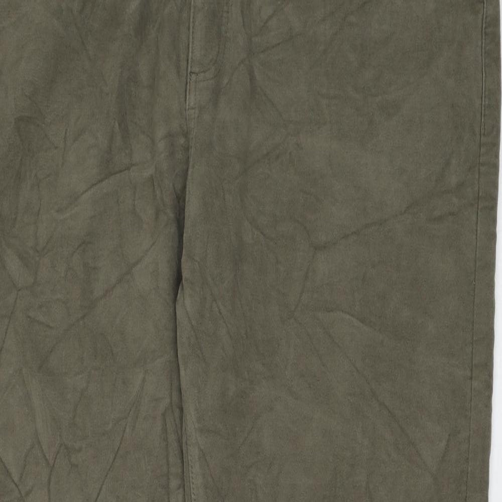 Marks and Spencer Mens Green Polyester Trousers Size 44 in L33 in Regular Zip