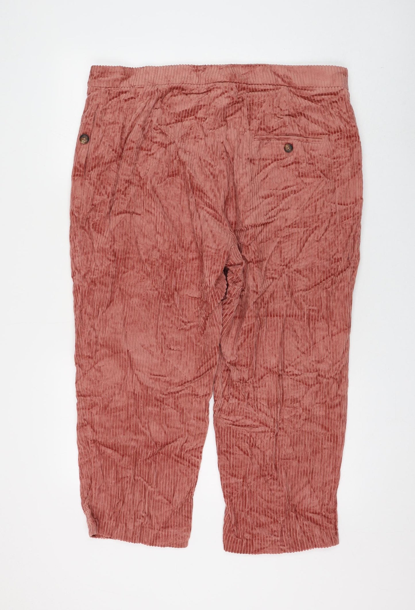 Marks and Spencer Womens Pink Cotton Cropped Trousers Size 18 L23 in Regular Zip