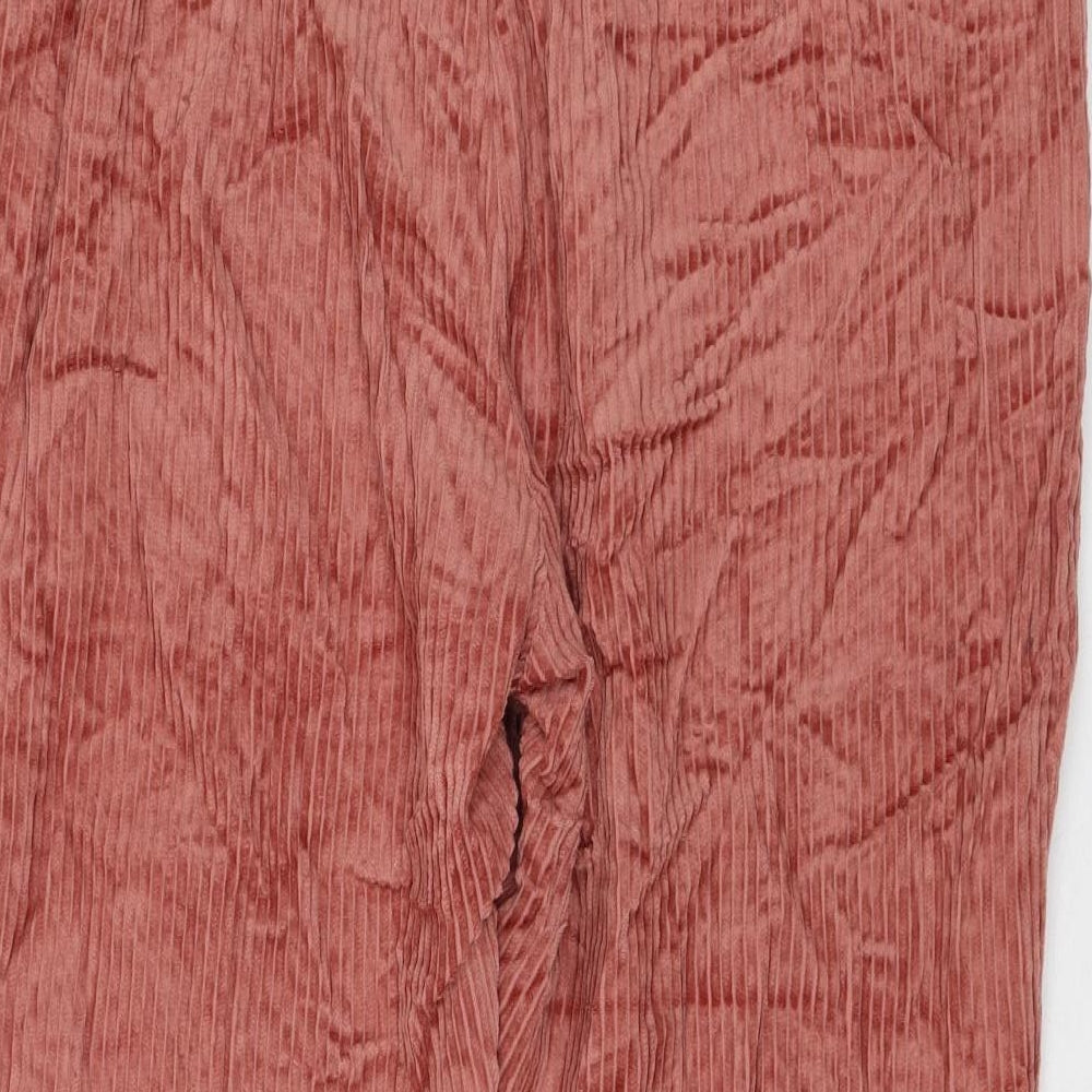 Marks and Spencer Womens Pink Cotton Cropped Trousers Size 18 L23 in Regular Zip
