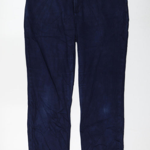 Marks and Spencer Womens Blue Cotton Straight Jeans Size 18 L30 in Regular Zip