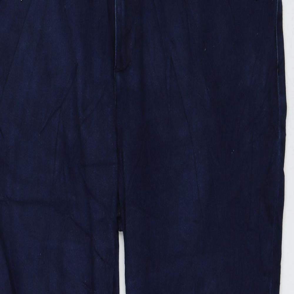 Marks and Spencer Womens Blue Cotton Straight Jeans Size 18 L30 in Regular Zip