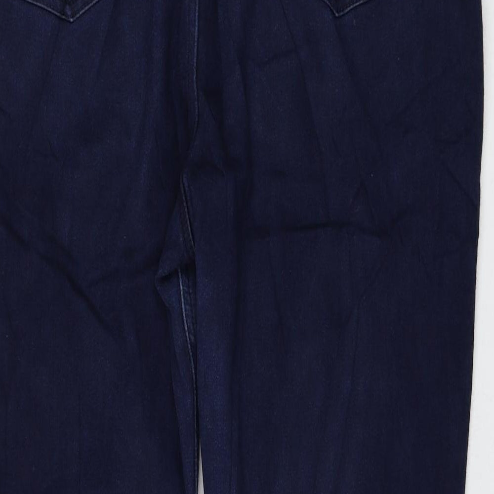 Marks and Spencer Womens Blue Cotton Straight Jeans Size 18 L30 in Regular Zip