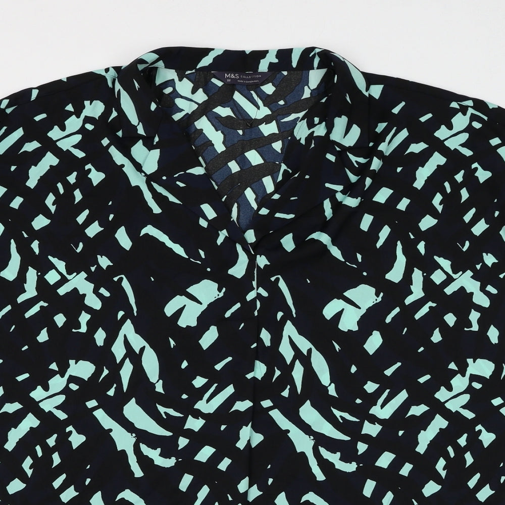 Marks and Spencer Womens Multicoloured Geometric Polyester Basic Blouse Size 22 Collared