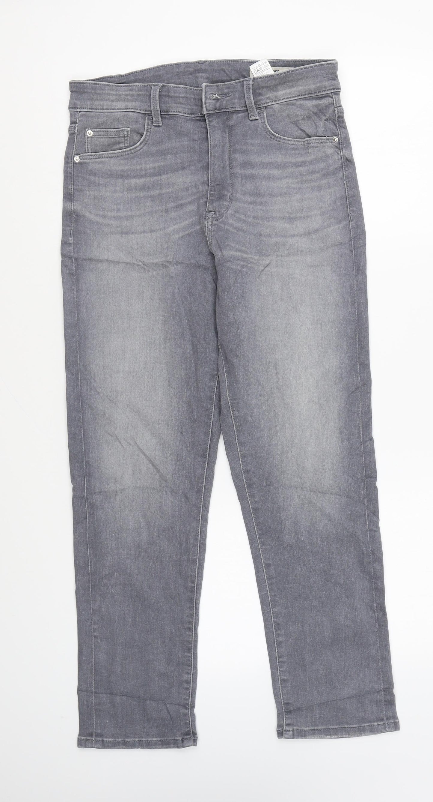 Marks and Spencer Womens Grey Cotton Skinny Jeans Size 10 L25 in Regular Zip - Short