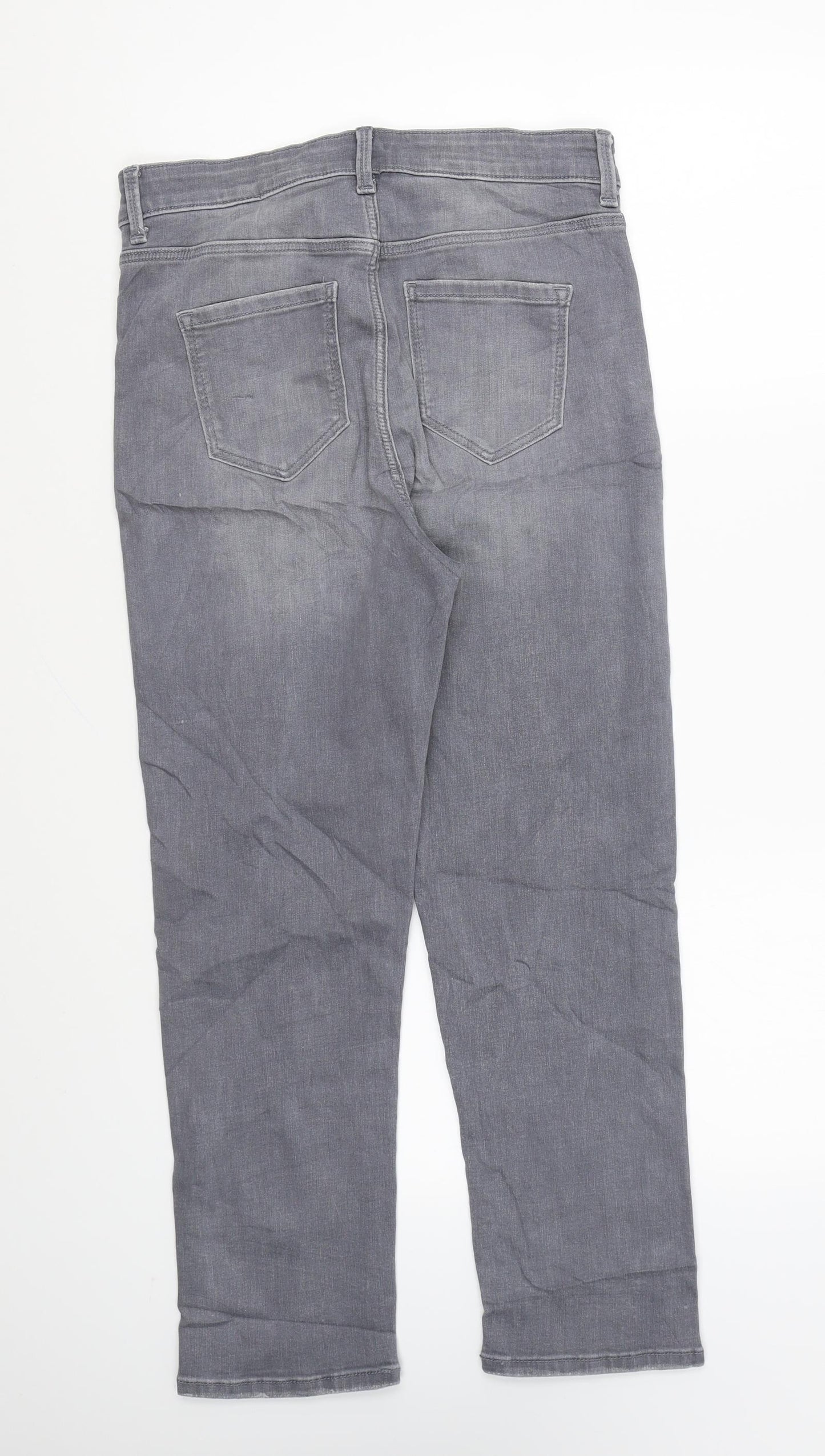 Marks and Spencer Womens Grey Cotton Skinny Jeans Size 10 L25 in Regular Zip - Short