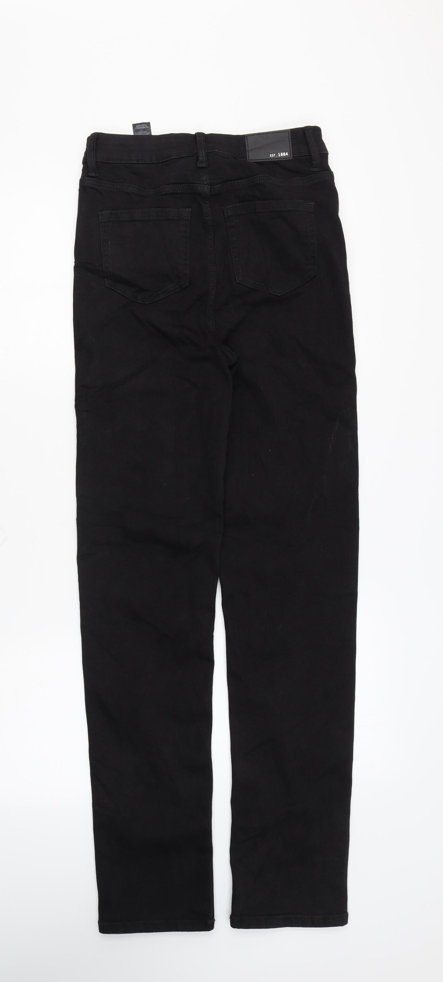 Marks and Spencer Womens Black Cotton Straight Jeans Size 8 L30 in Regular Zip