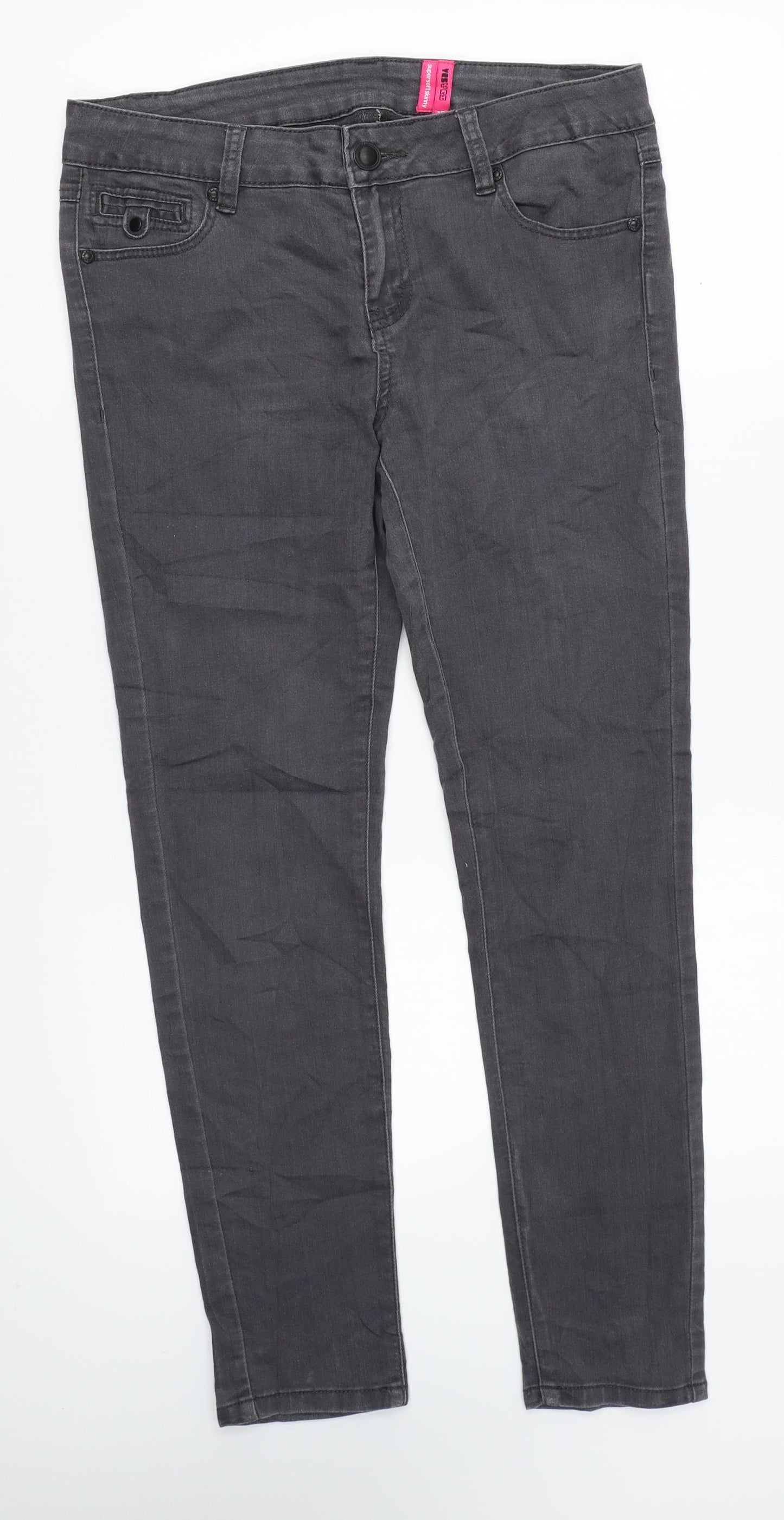 Yes Yes Womens Grey Cotton Skinny Jeans Size 12 L27 in Regular Zip