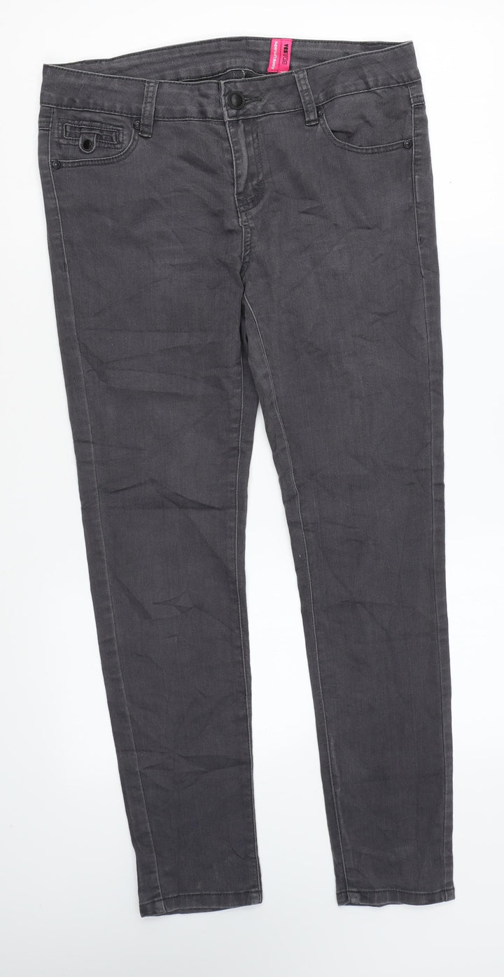 Yes Yes Womens Grey Cotton Skinny Jeans Size 12 L27 in Regular Zip