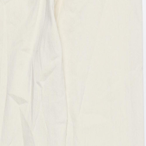 Marks and Spencer Womens Ivory Cotton Straight Jeans Size 14 L29 in Slim Zip - Long