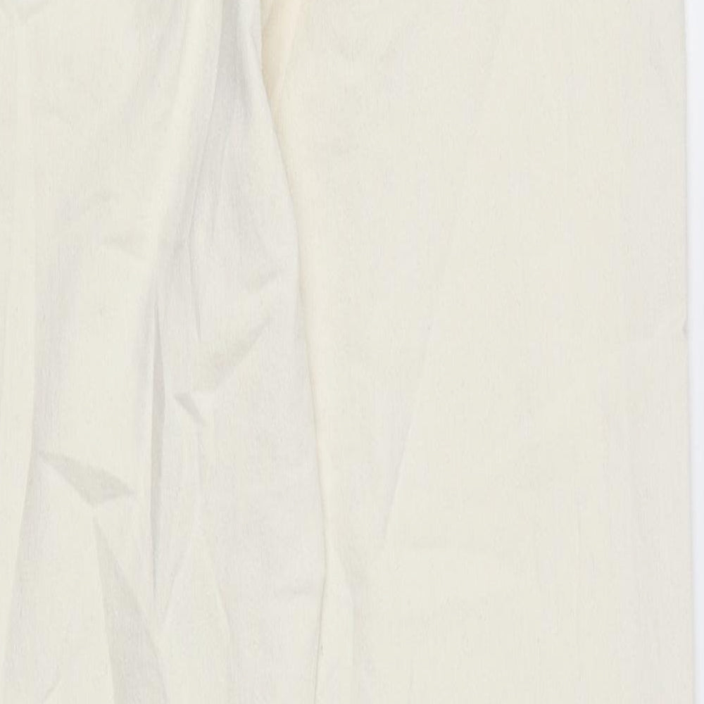 Marks and Spencer Womens Ivory Cotton Straight Jeans Size 14 L29 in Slim Zip - Long