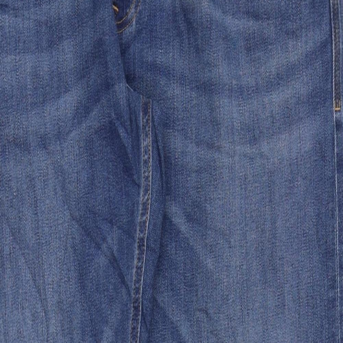 Marks and Spencer Womens Blue Cotton Straight Jeans Size 40 in L33 in Regular Zip