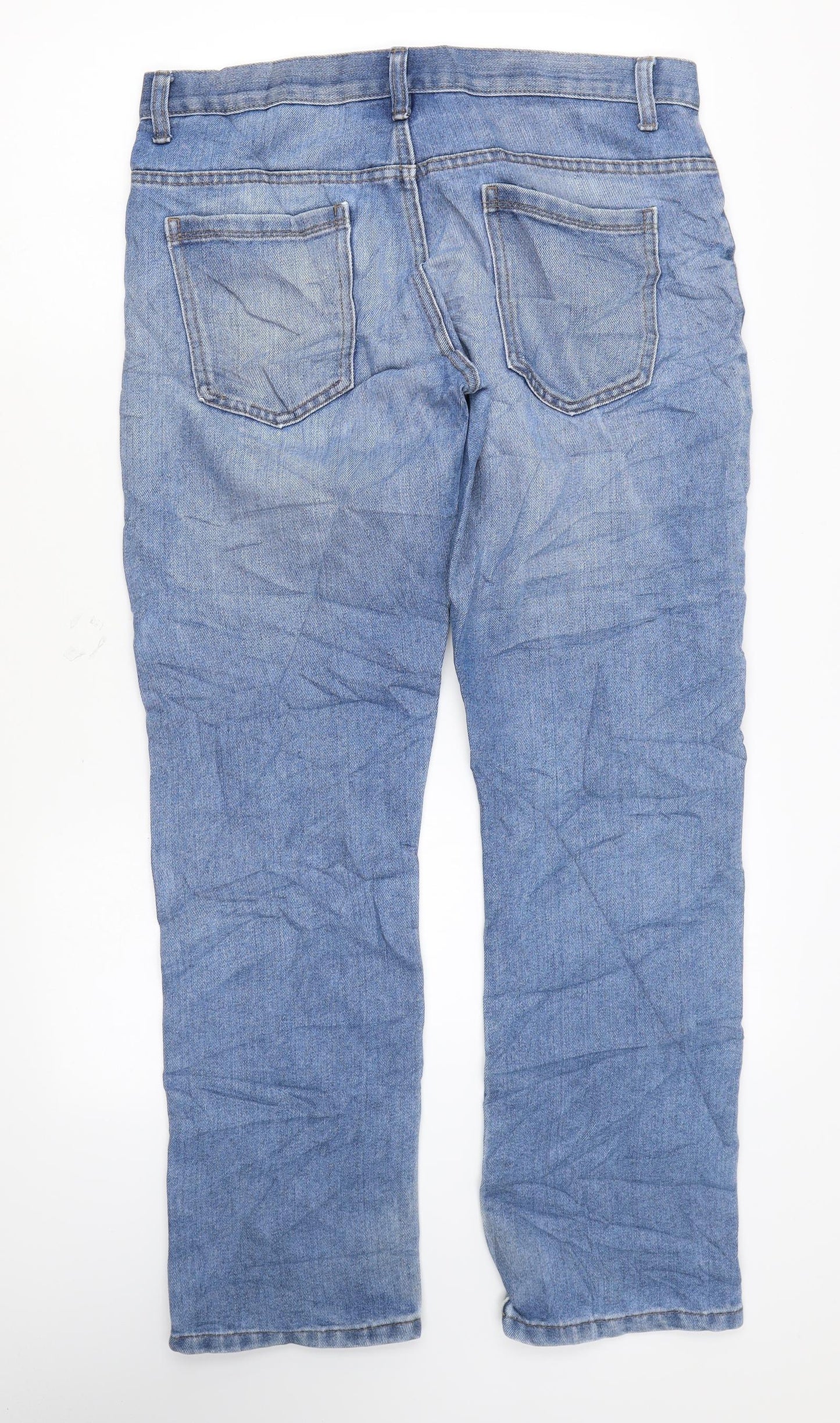 Denim & Co. Mens Blue Cotton Straight Jeans Size 32 in L32 in Regular Zip