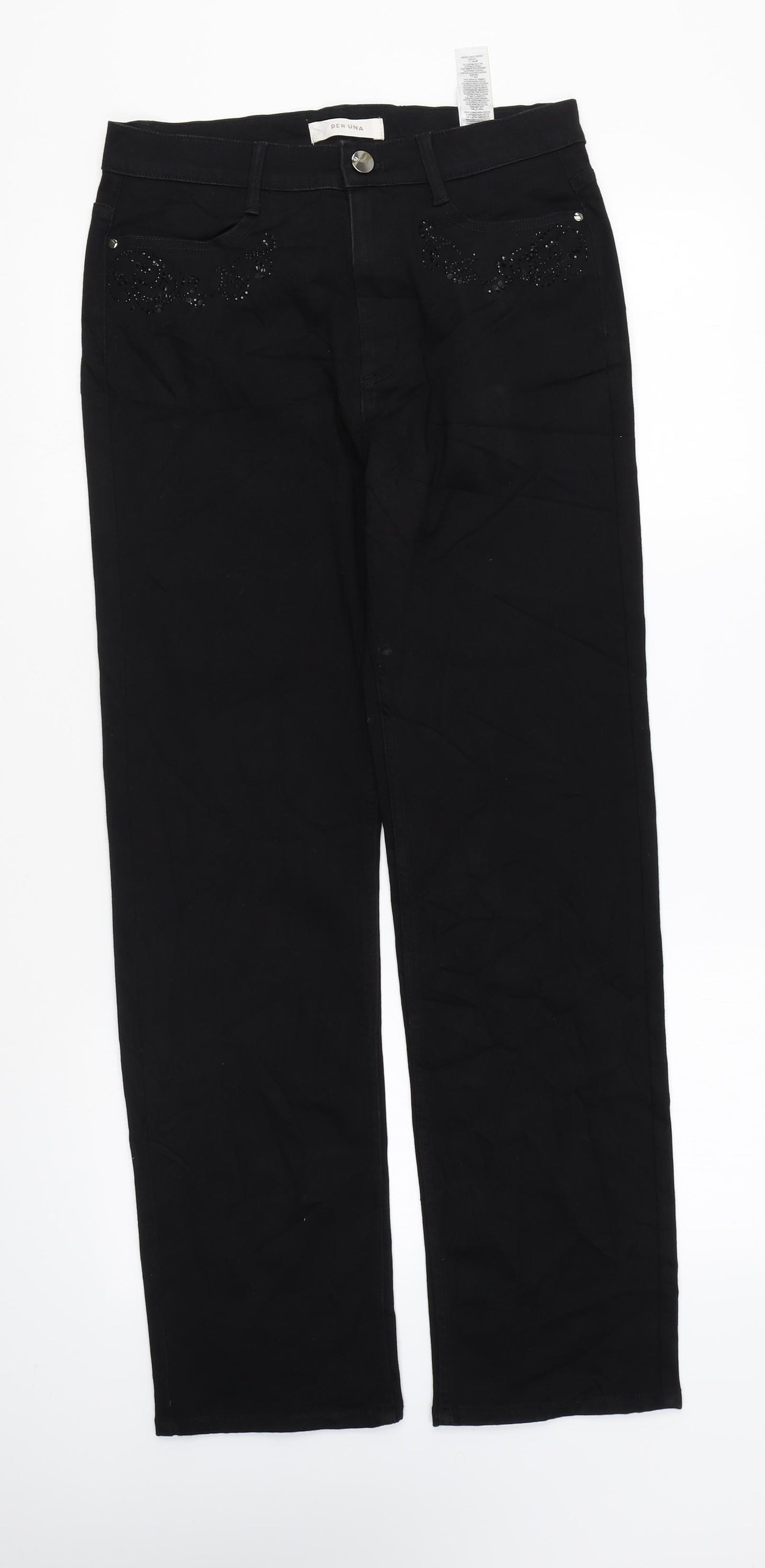 Per Una Womens Black Cotton Skinny Jeans Size 10 L28 in Regular Zip