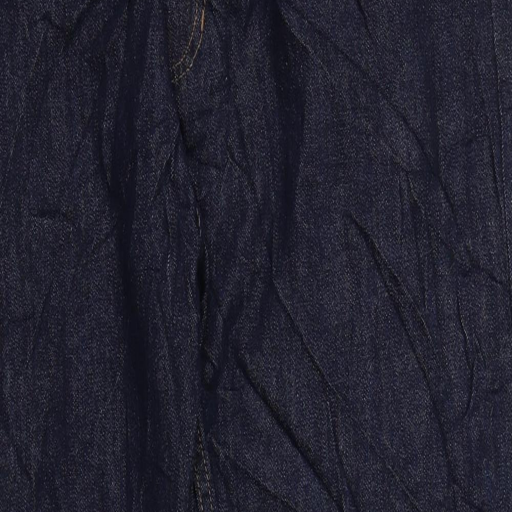 Marks and Spencer Mens Blue Cotton Straight Jeans Size 38 in L31 in Regular Zip