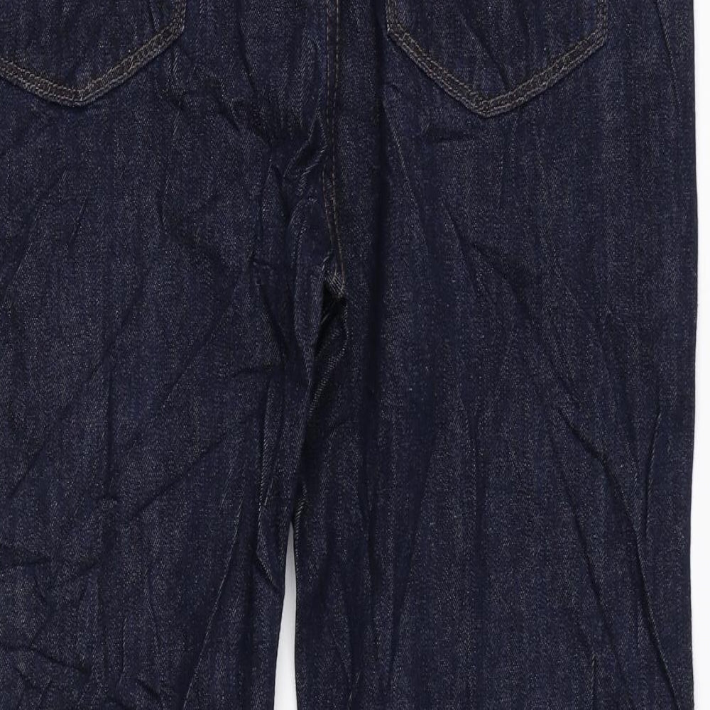 Marks and Spencer Mens Blue Cotton Straight Jeans Size 38 in L31 in Regular Zip