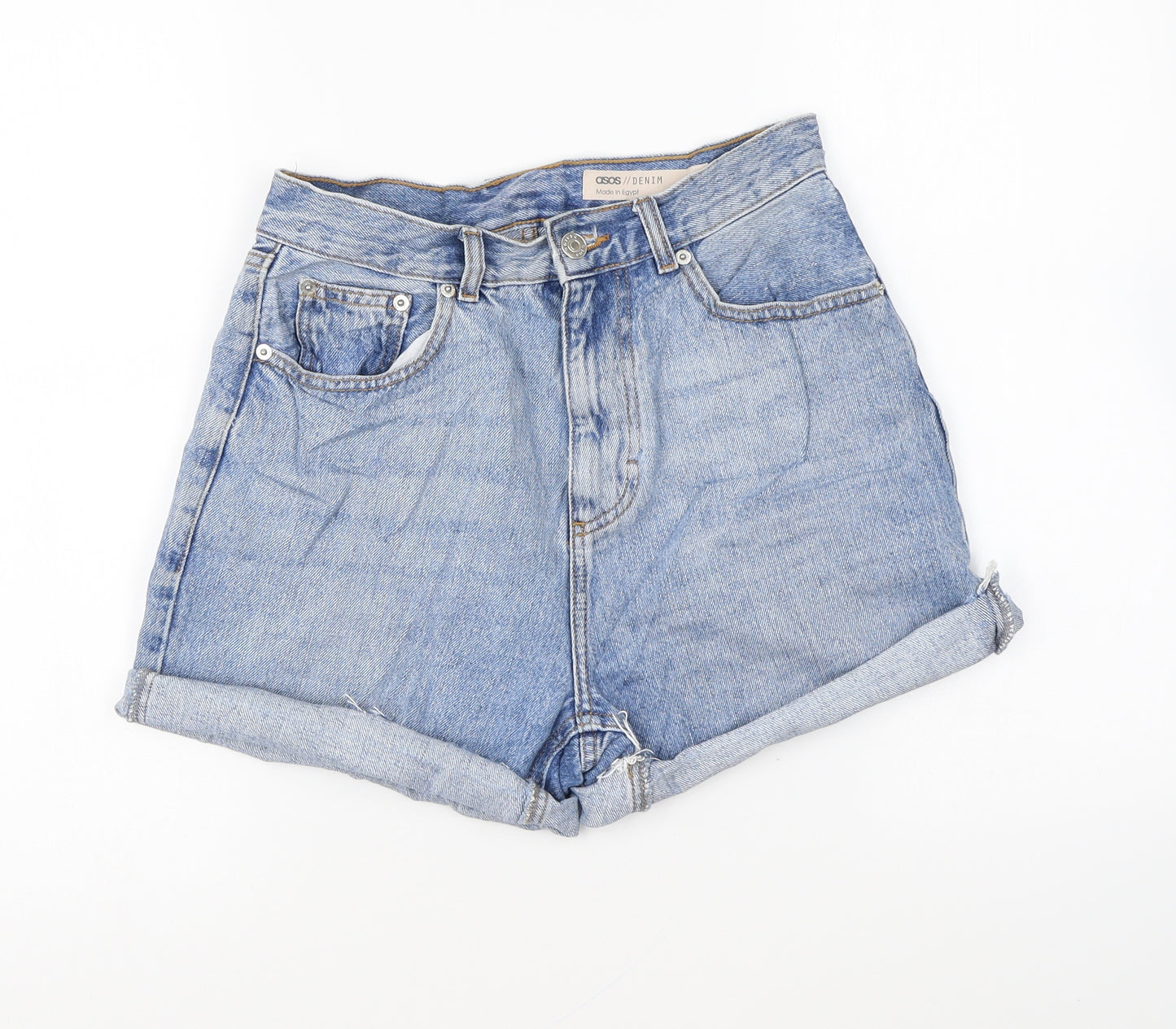 ASOS Womens Blue Cotton Hot Pants Shorts Size 8 L4 in Regular Zip