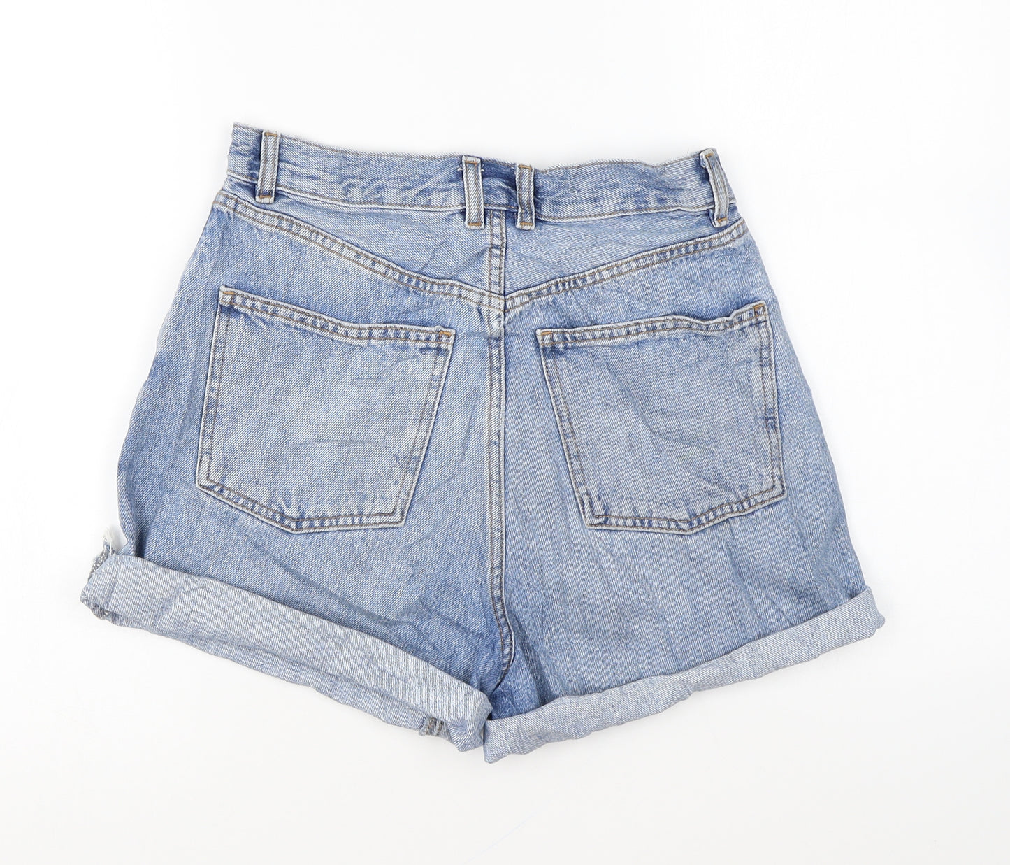 ASOS Womens Blue Cotton Hot Pants Shorts Size 8 L4 in Regular Zip
