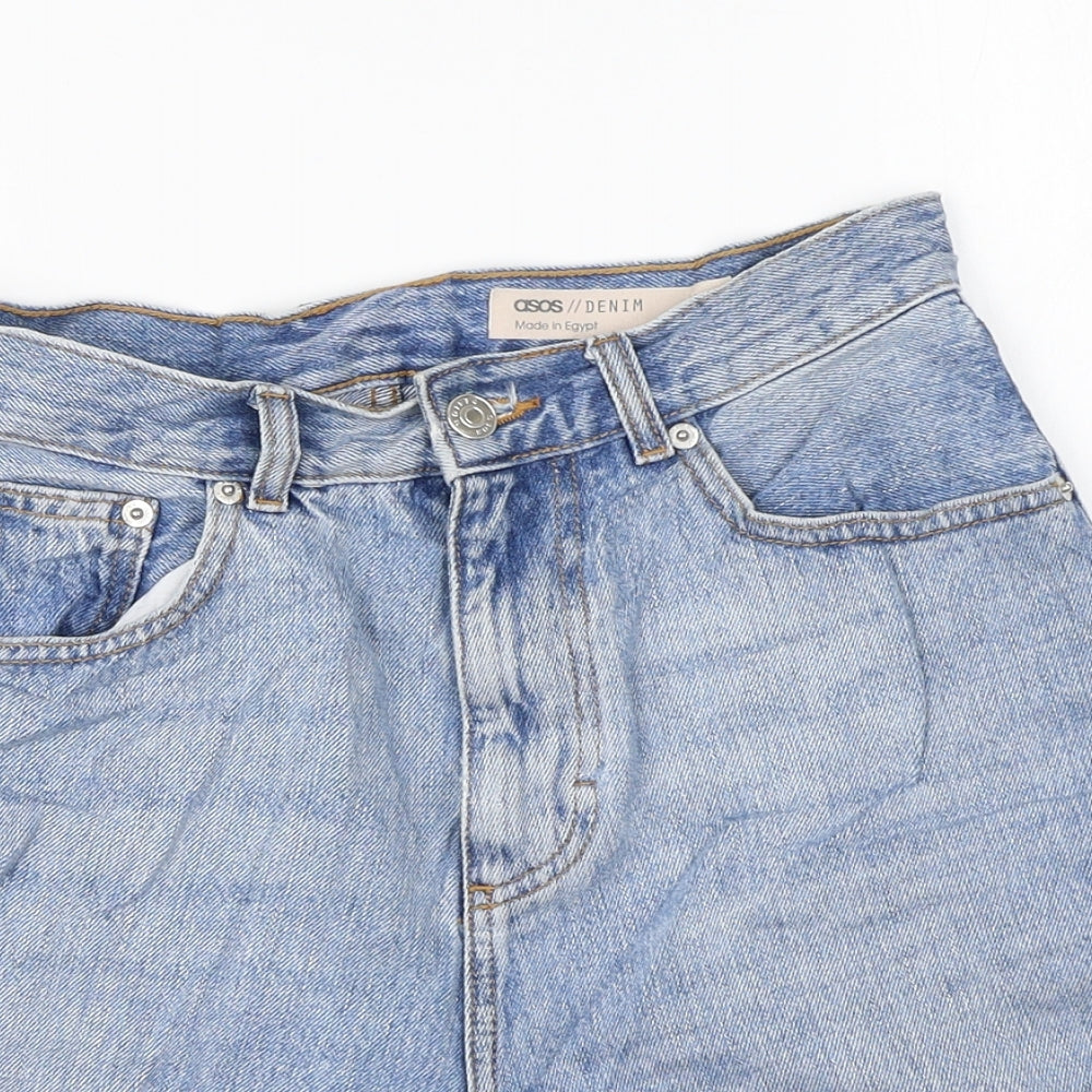 ASOS Womens Blue Cotton Hot Pants Shorts Size 8 L4 in Regular Zip