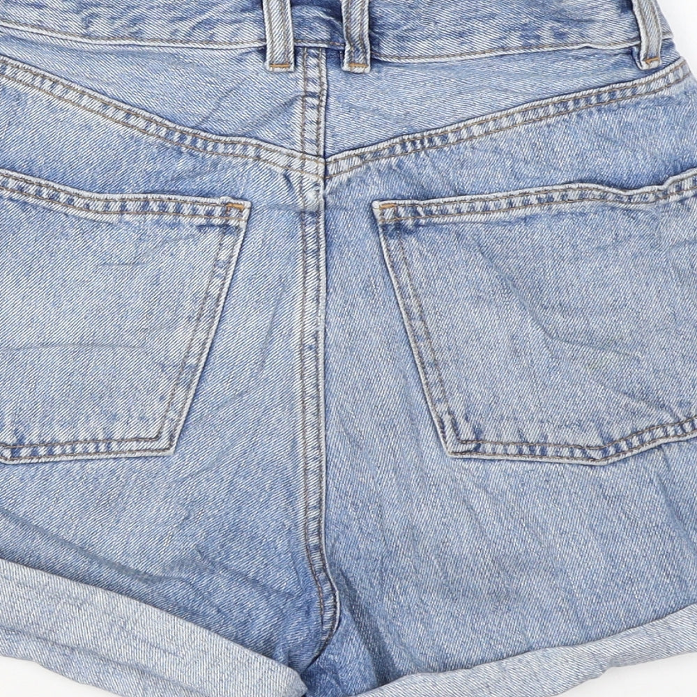 ASOS Womens Blue Cotton Hot Pants Shorts Size 8 L4 in Regular Zip