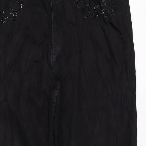 Per Una Womens Black Cotton Straight Jeans Size 16 L27 in Regular Zip