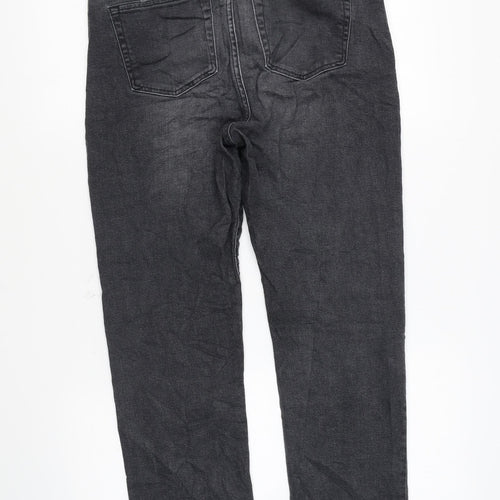 Marks and Spencer Womens Grey Cotton Straight Jeans Size 12 L24 in Regular Zip