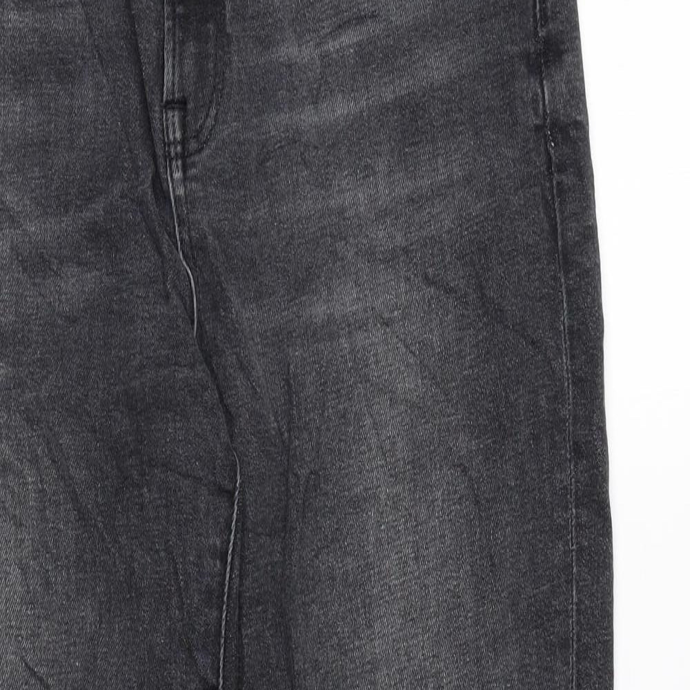 Marks and Spencer Womens Grey Cotton Straight Jeans Size 12 L24 in Regular Zip