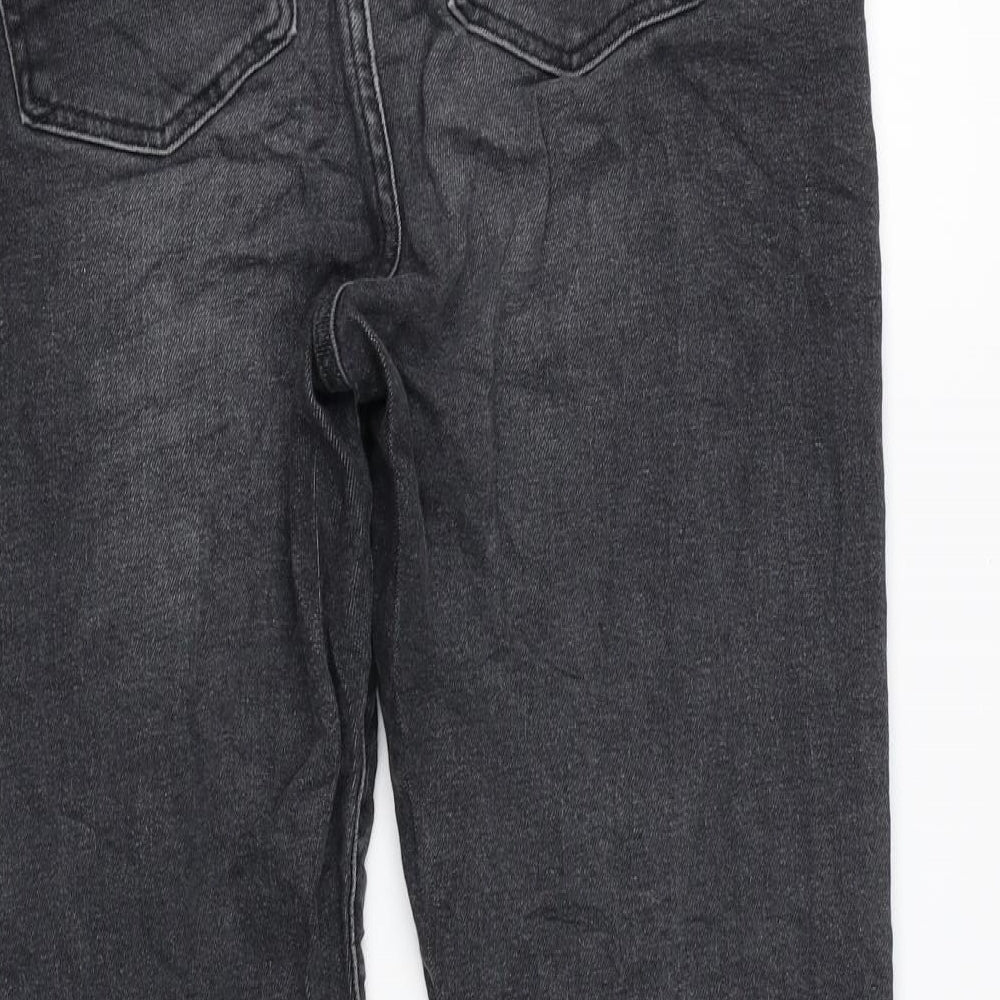 Marks and Spencer Womens Grey Cotton Straight Jeans Size 12 L24 in Regular Zip
