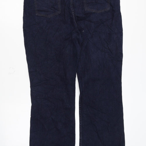 Marks and Spencer Womens Blue Cotton Straight Jeans Size 16 L28 in Regular Zip