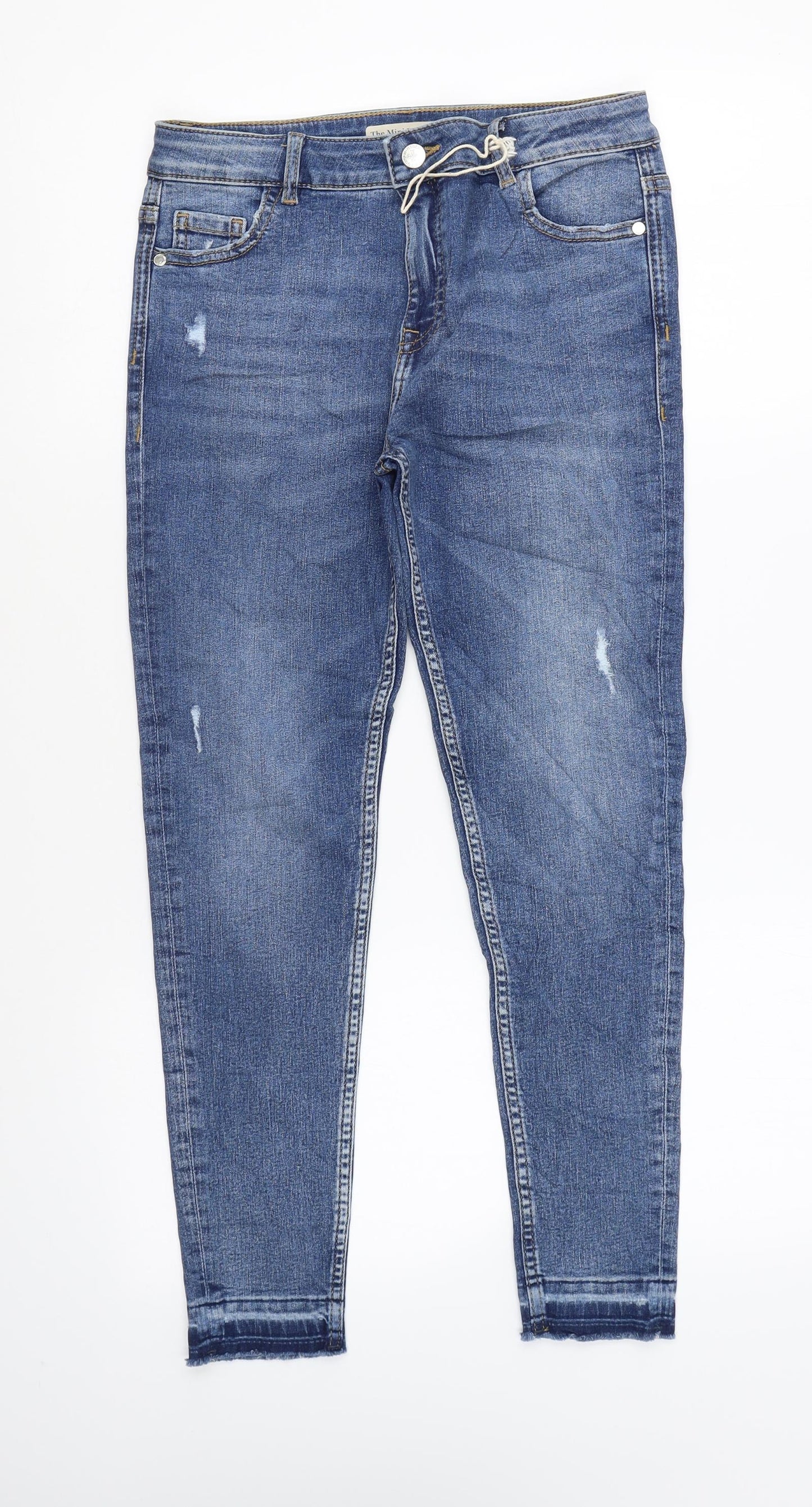 Marks and Spencer Girls Blue Cotton Skinny Jeans Size 11-12 Years Regular Zip