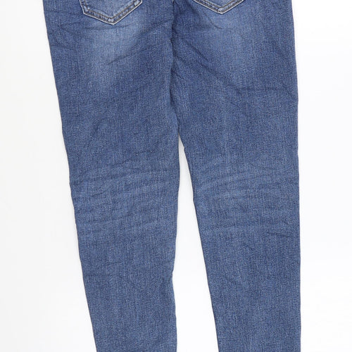 Marks and Spencer Girls Blue Cotton Skinny Jeans Size 11-12 Years Regular Zip