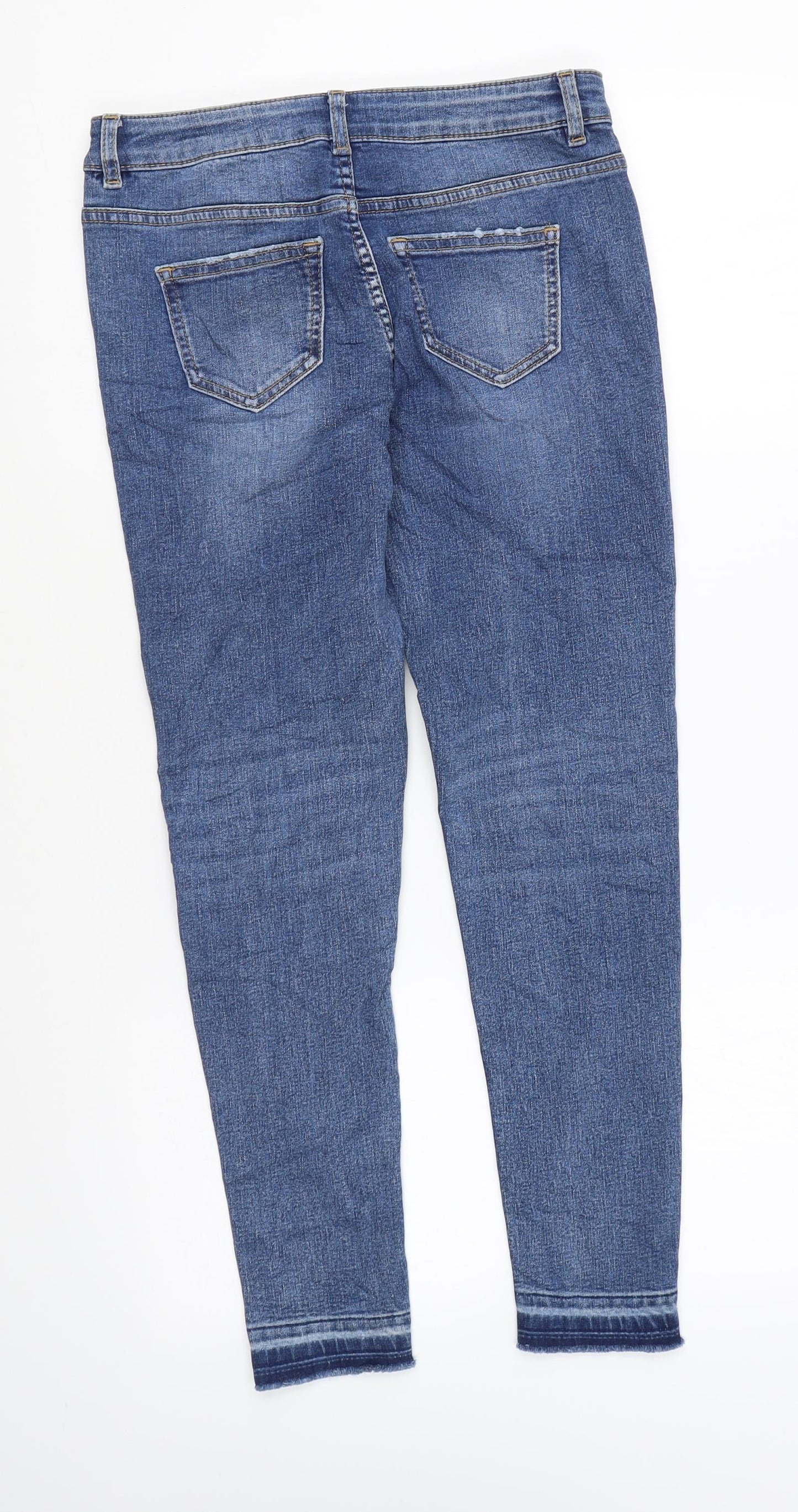 Marks and Spencer Girls Blue Cotton Skinny Jeans Size 11-12 Years Regular Zip