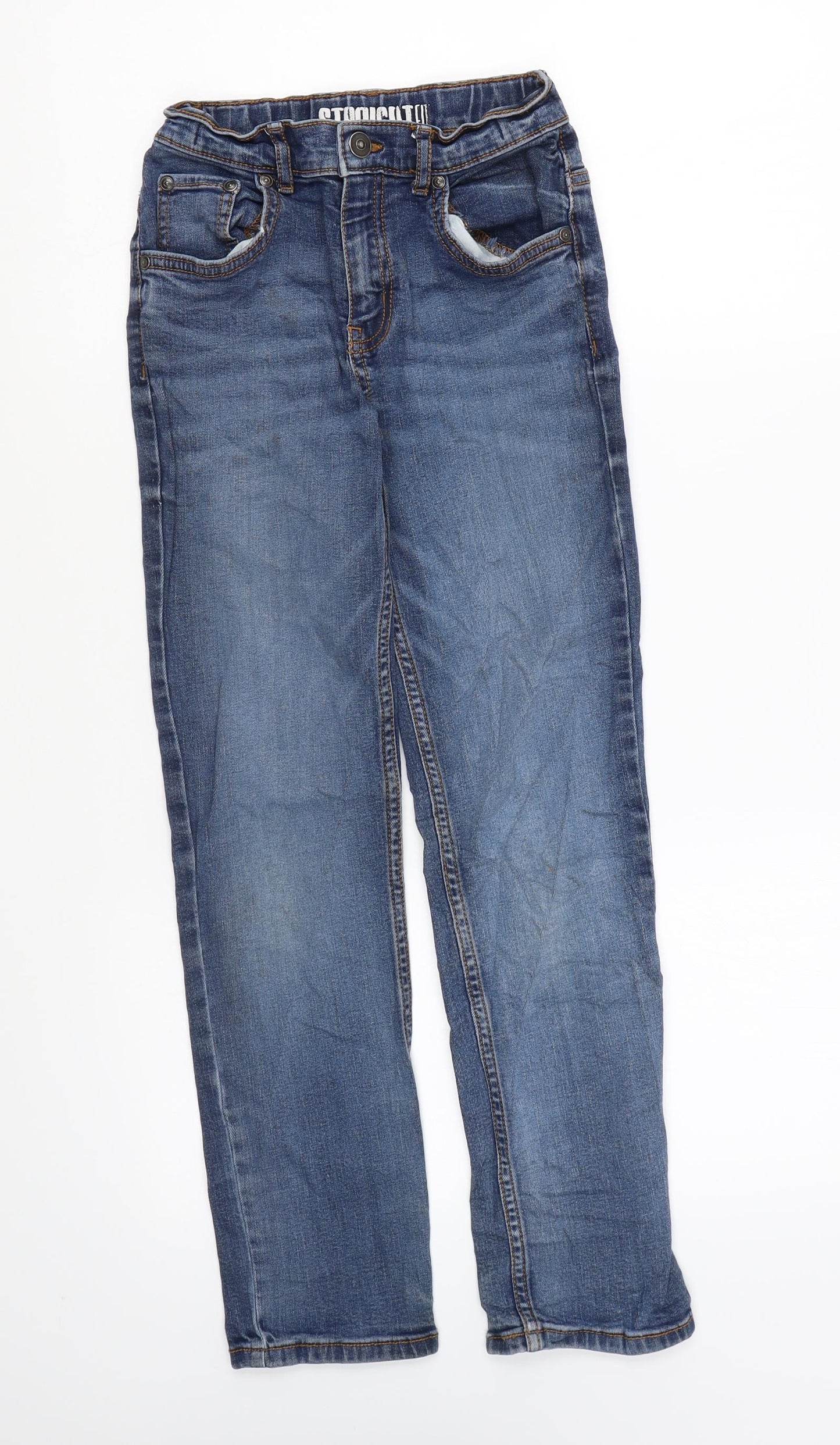 TU Boys Blue Cotton Straight Jeans Size 10 Years Regular Zip