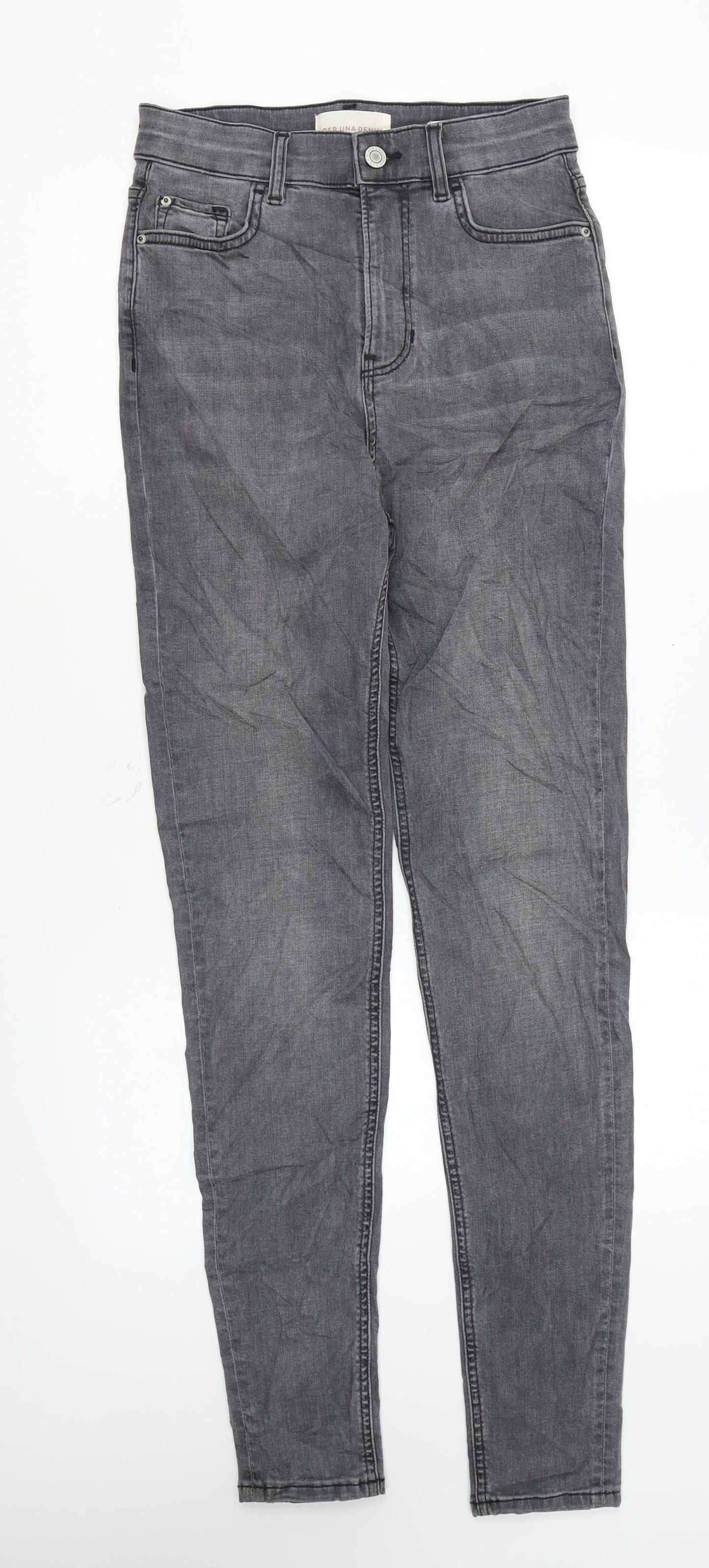 Per Una Womens Grey Cotton Skinny Jeans Size 8 L31 in Regular Zip - Long