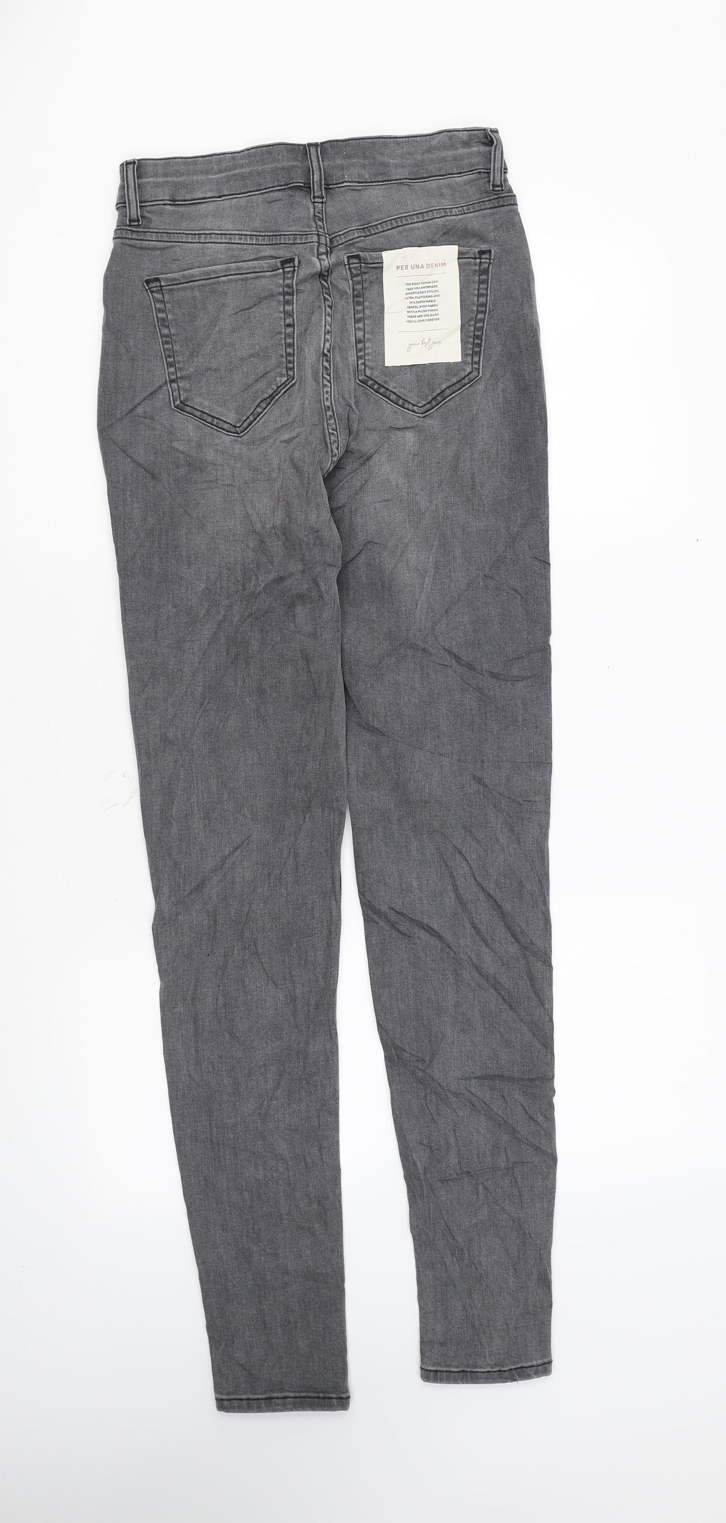 Per Una Womens Grey Cotton Skinny Jeans Size 8 L31 in Regular Zip - Long