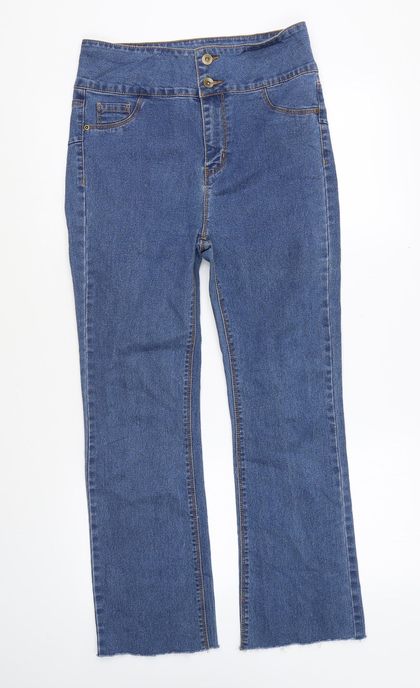 Avon Womens Blue Cotton Straight Jeans Size 12 L26 in Regular Zip