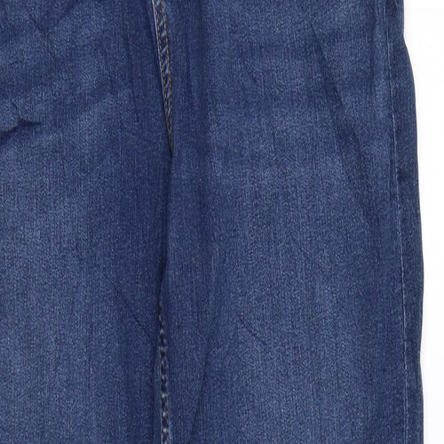 Marks and Spencer Womens Blue Cotton Straight Jeans Size 12 L29 in Regular Zip