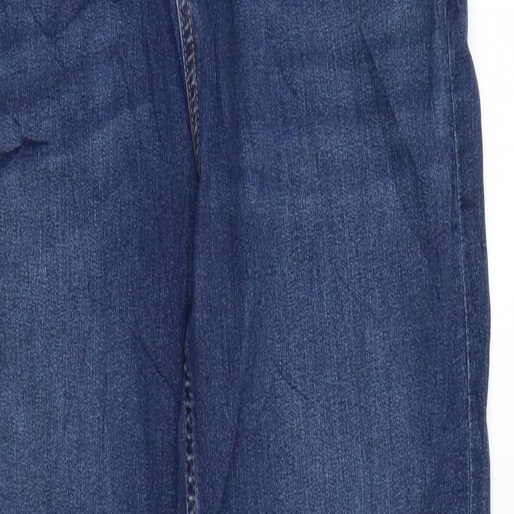 Marks and Spencer Womens Blue Cotton Straight Jeans Size 12 L29 in Regular Zip