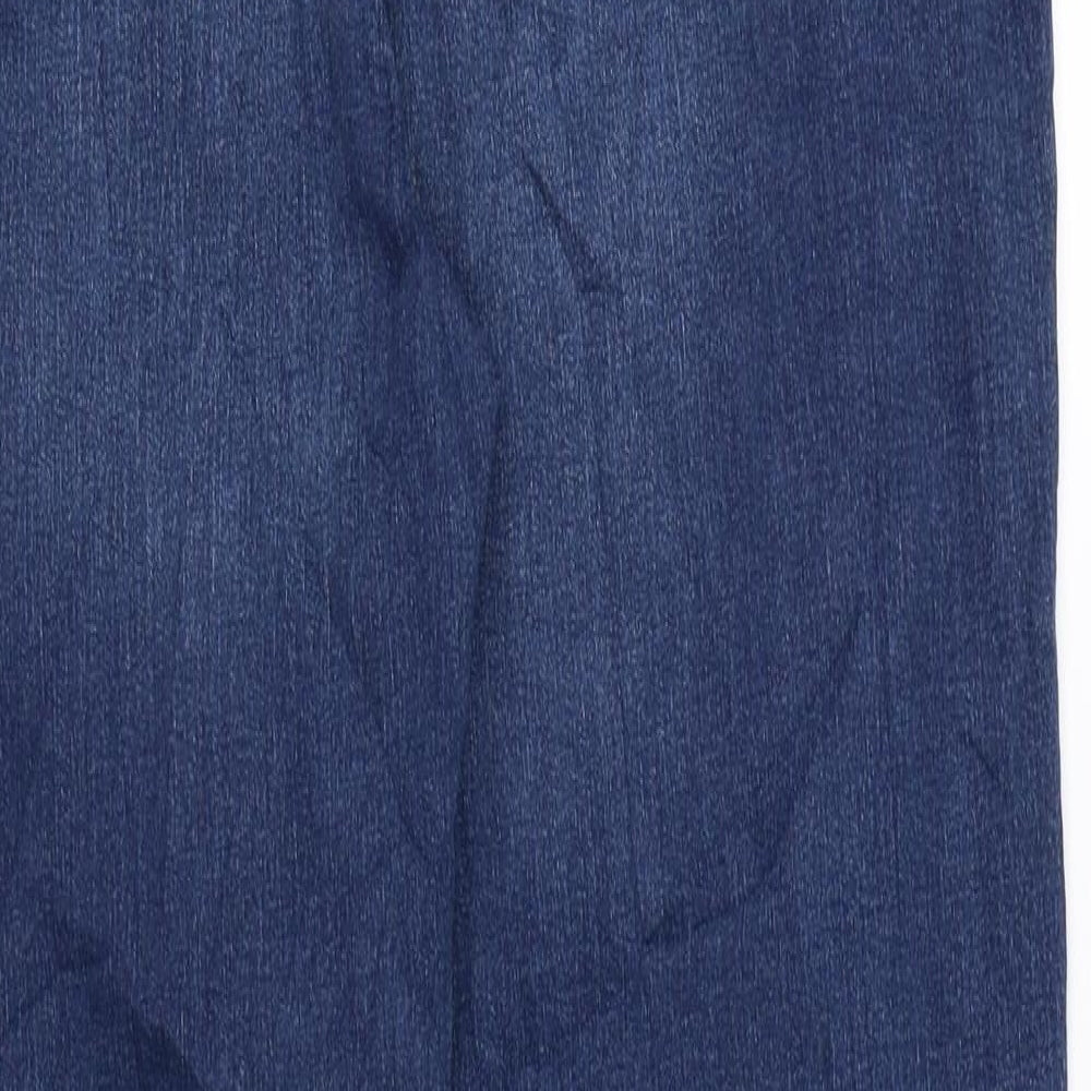 Marks and Spencer Womens Blue Cotton Straight Jeans Size 12 L29 in Regular Zip