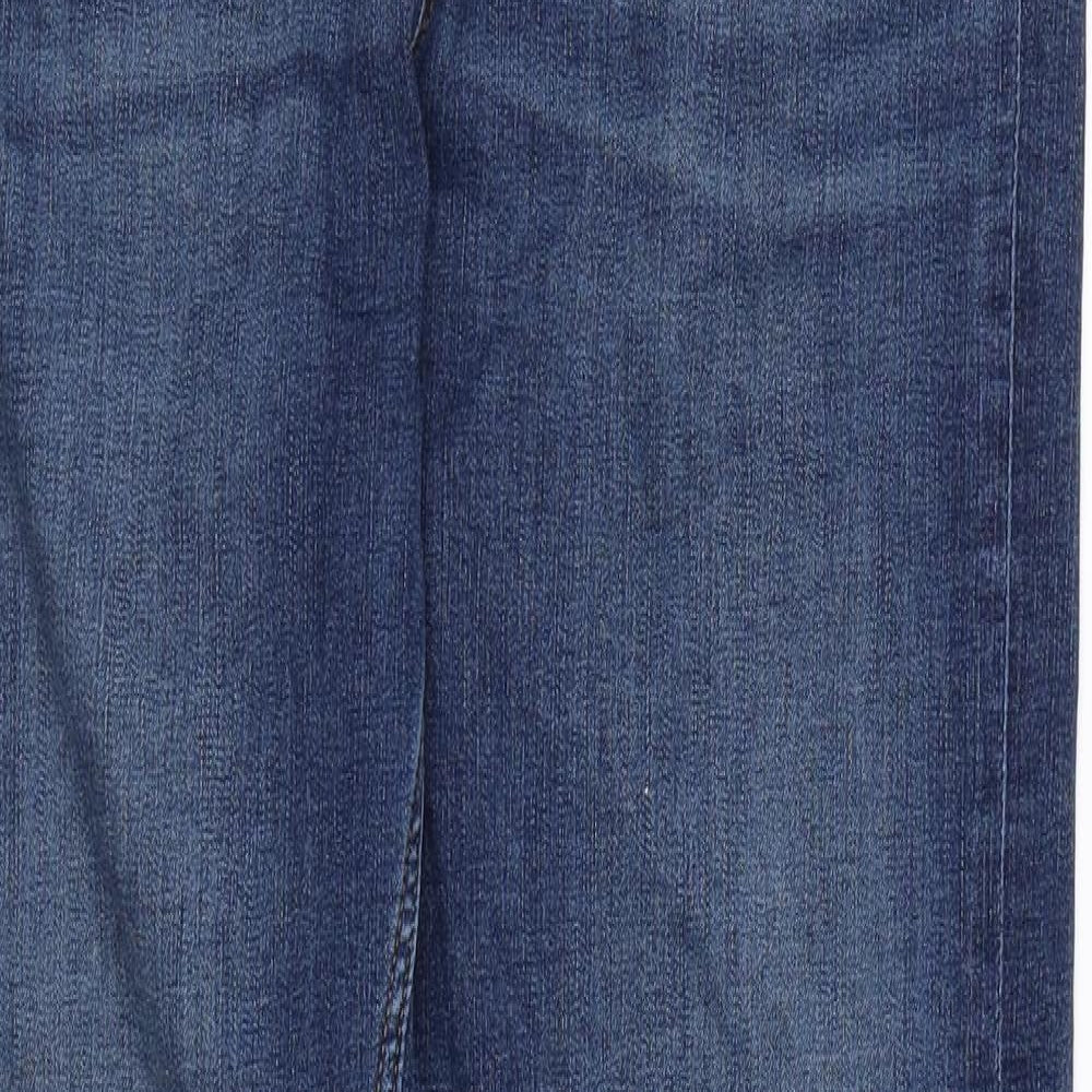Marks and Spencer Womens Blue Cotton Straight Jeans Size 16 L29 in Regular Zip