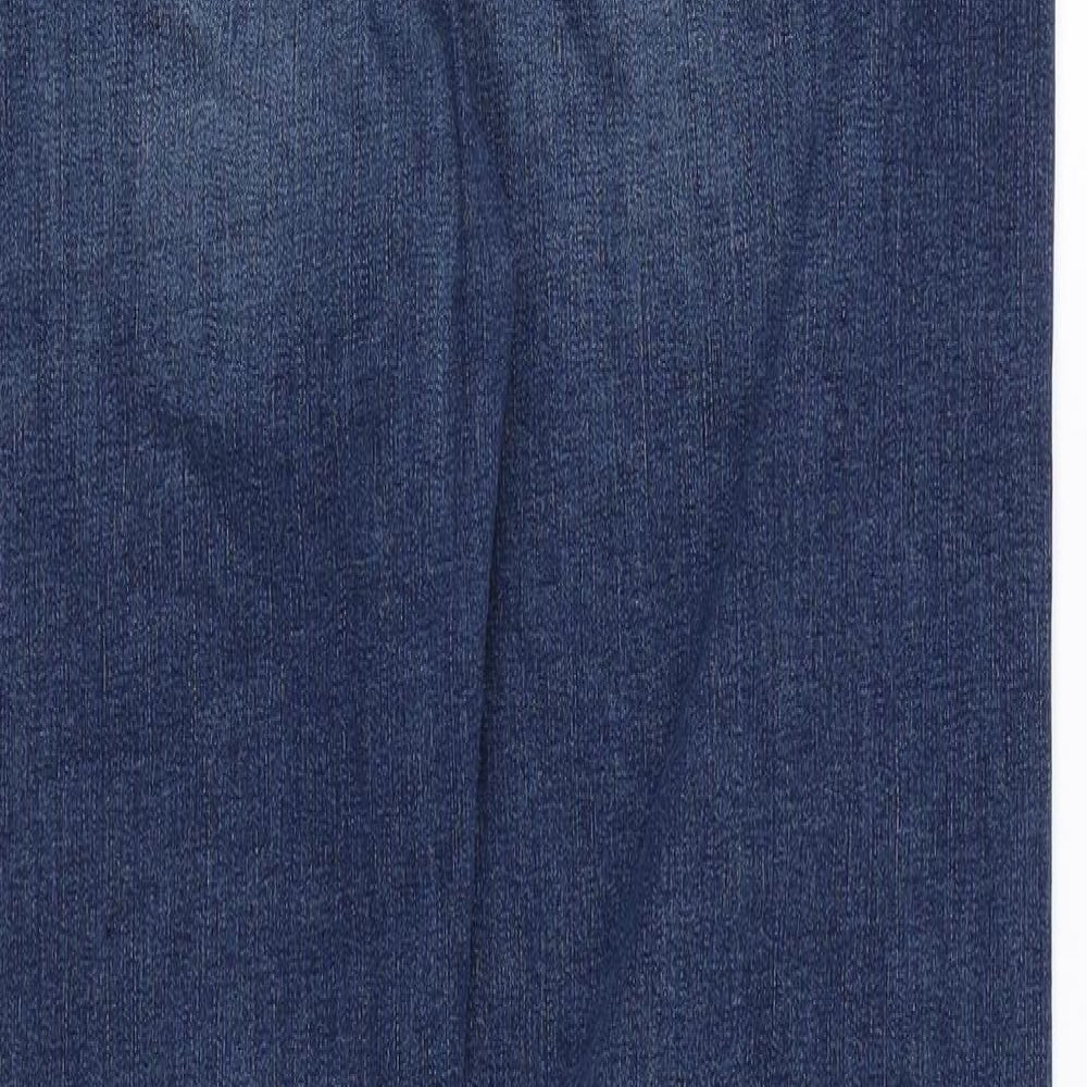 Marks and Spencer Womens Blue Cotton Straight Jeans Size 16 L29 in Regular Zip