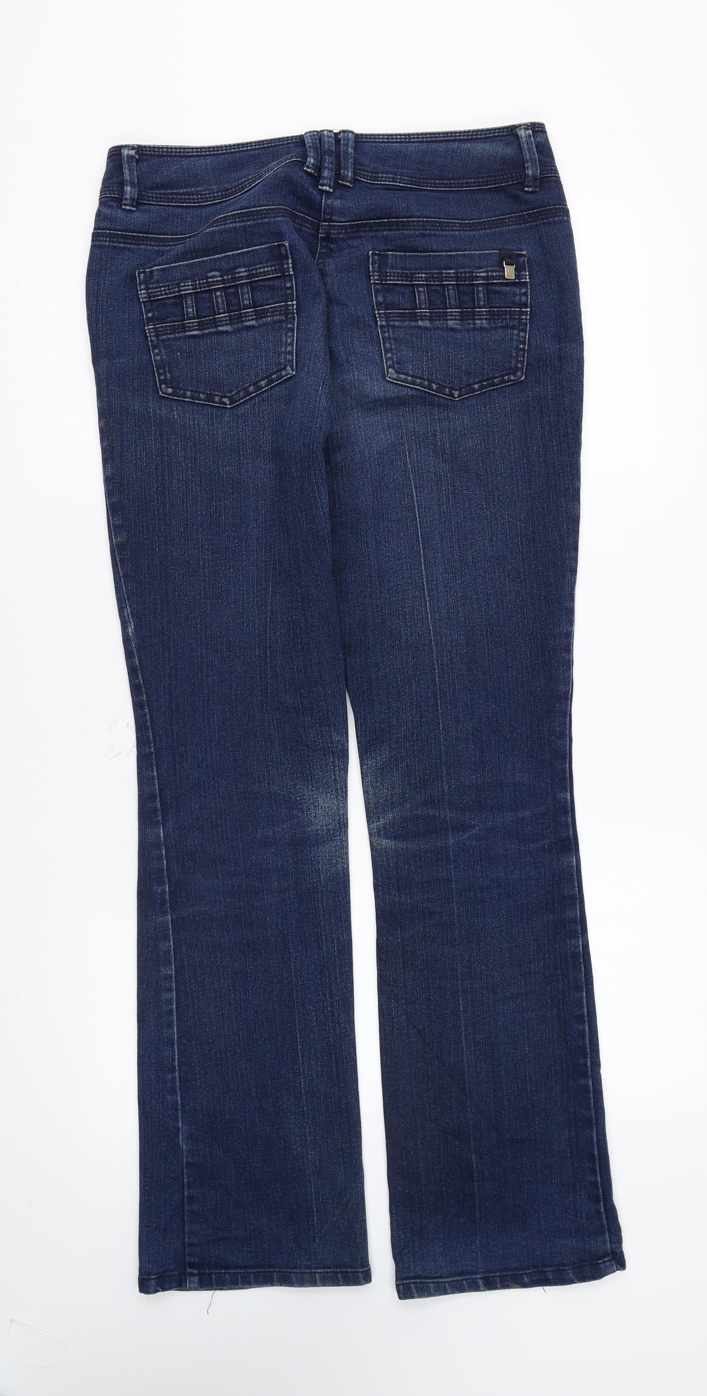 Wallis Womens Blue Cotton Straight Jeans Size 10 L29 in Regular Zip