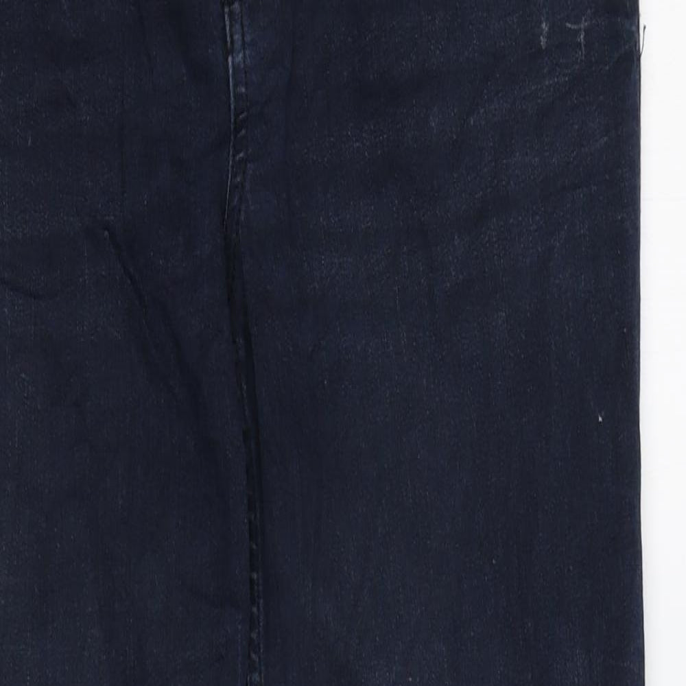 Marks and Spencer Womens Blue Cotton Straight Jeans Size 14 L28 in Regular Zip