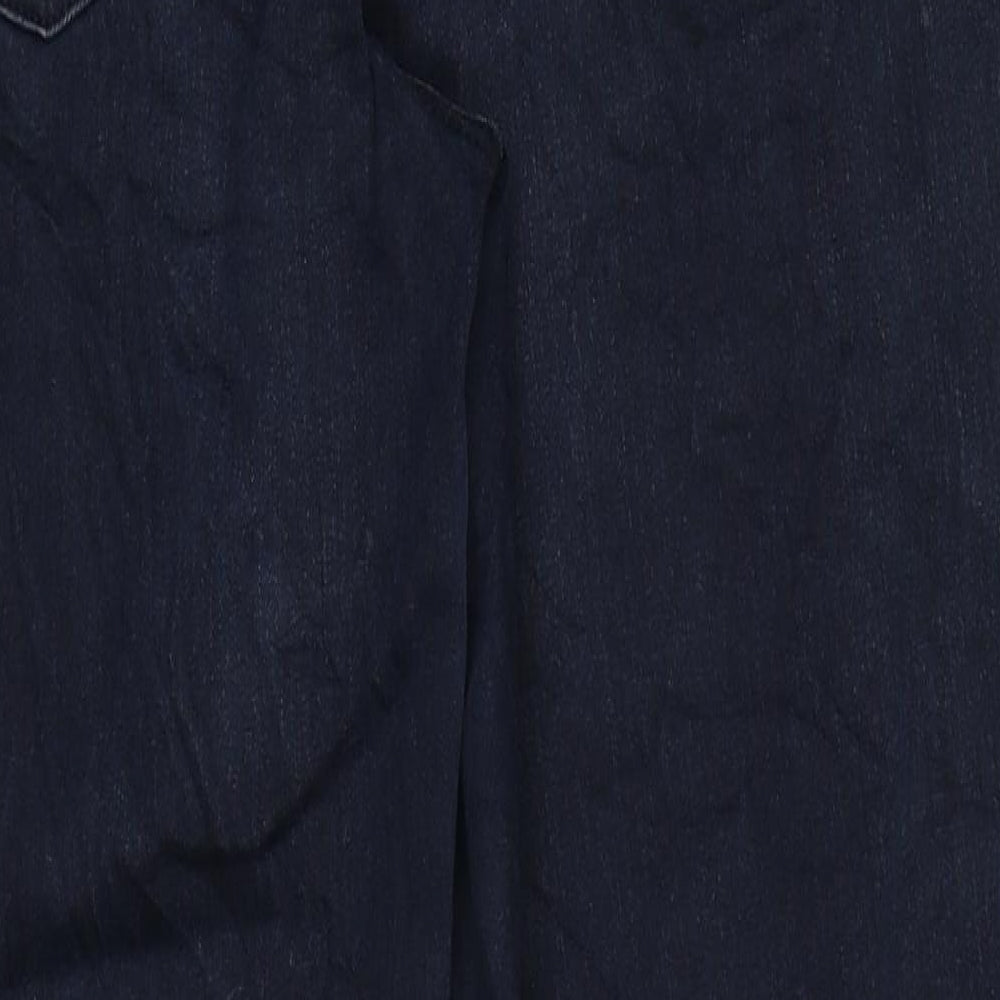 Marks and Spencer Womens Blue Cotton Straight Jeans Size 14 L28 in Regular Zip