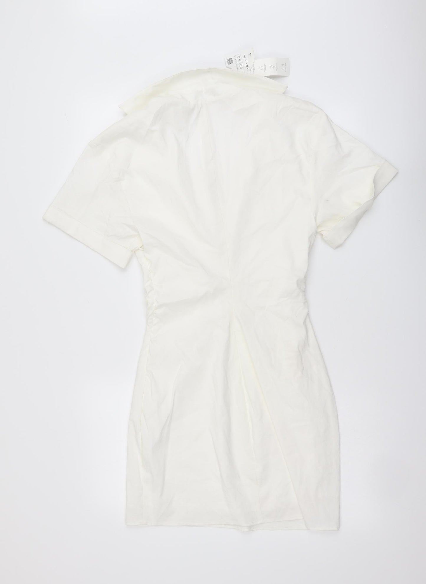Zara Womens Ivory Viscose Bodycon Size M Collared Pullover