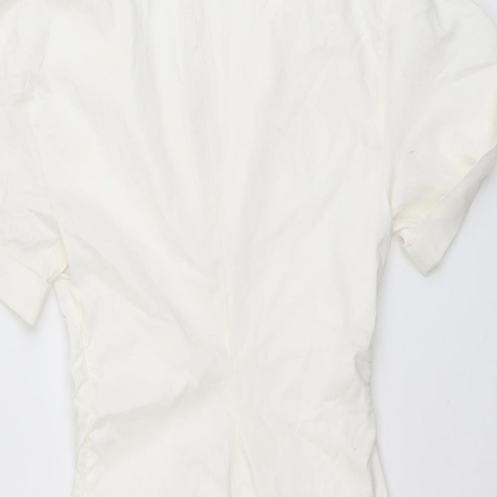 Zara Womens Ivory Viscose Bodycon Size M Collared Pullover