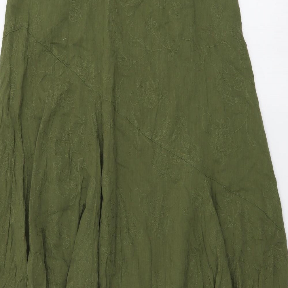 Per Una Womens Green Cotton A-Line Skirt Size 14 Drawstring