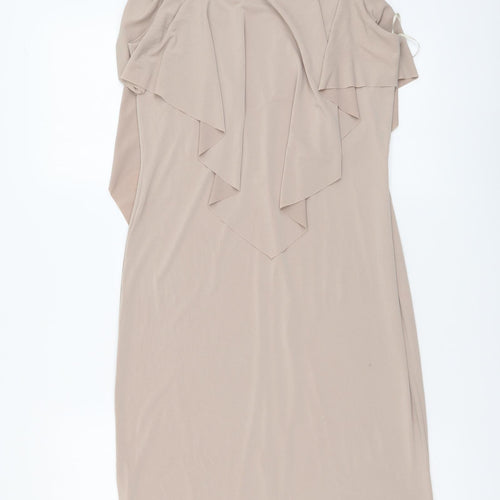 Lobe Womens Beige Polyester Sheath Size S Mock Neck Pullover