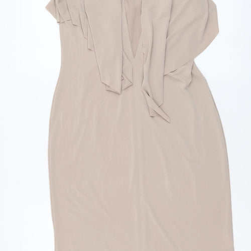 Lobe Womens Beige Polyester Sheath Size S Mock Neck Pullover